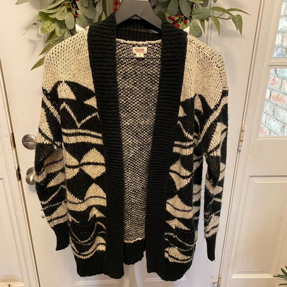 Mossimo Boho Aztec Soft Open Front Cardigan LS M